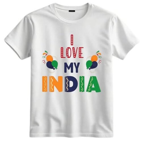 I Love My India Round Neck Short Sleeves Unisex T-Shirts for Boys & Girls |Independence Day Dress | Republic Day Dress for Kids | Girl |