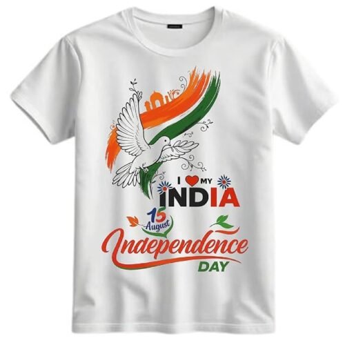 Unisex Independence Day RainbowT-Shirts| I Love India White Printed T-Shirts Round Neck for Kids | Girl | Boy | Bab